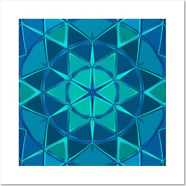 Cartoon Mandala Blue Wall Art by WormholeOrbital